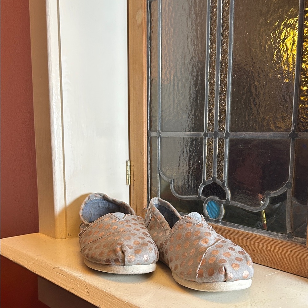 Toms Gray Shoes with Brown Polka Dots